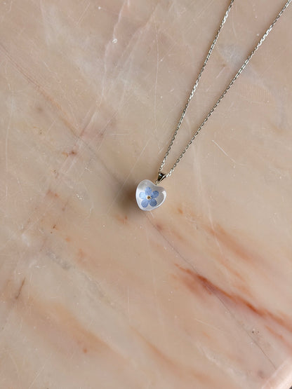 Sora Naturale | Real Pressed Forget-Me-Not Heart Necklace
