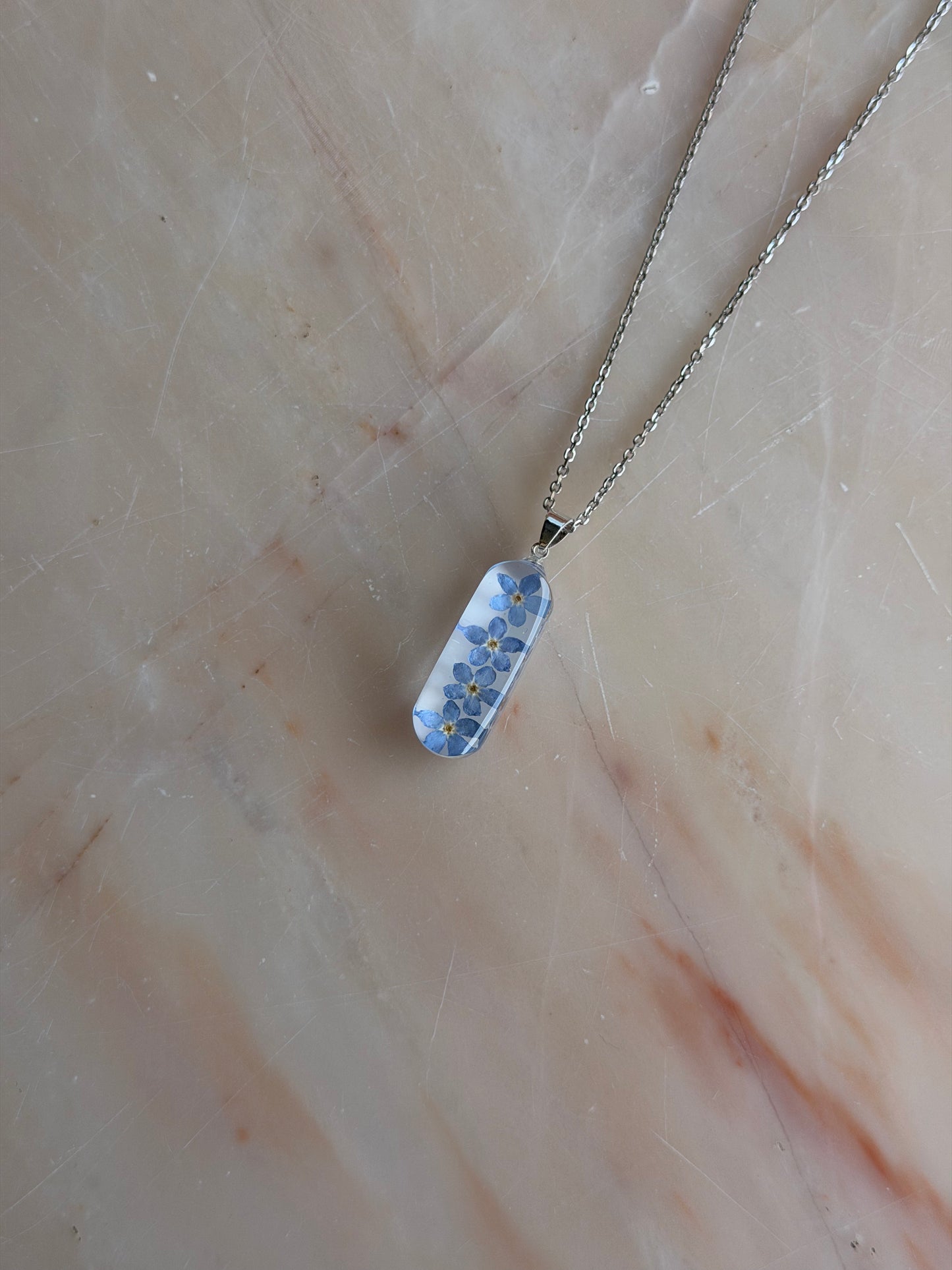 Sora Naturale | Real Pressed Forget-Me-Not Necklace - Slim