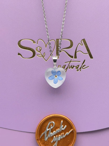 Sora Naturale | Real Pressed Forget-Me-Not Necklace - 1 cm