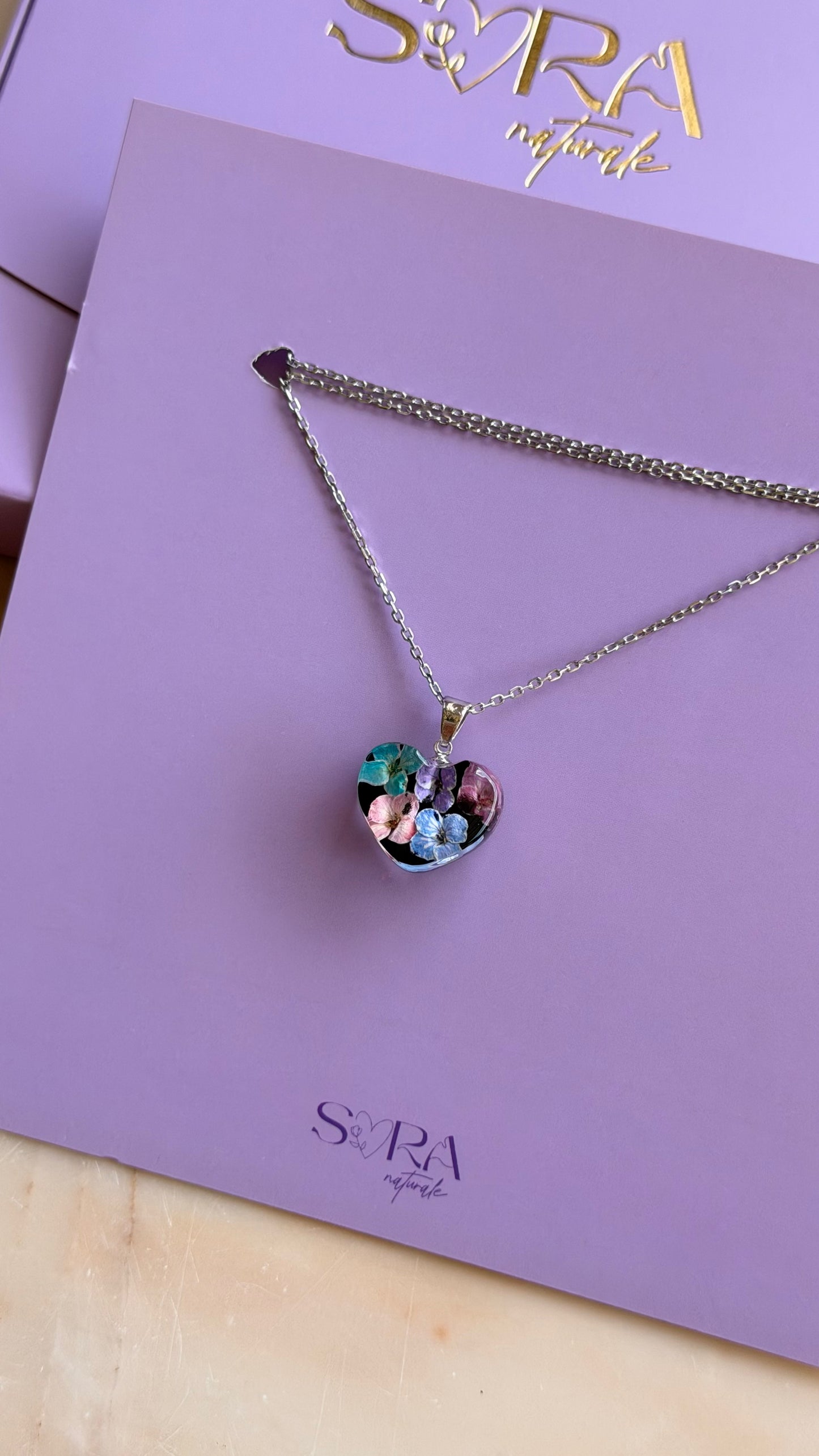 Sora Naturale | Real Pressed Alyssum Heart Necklace