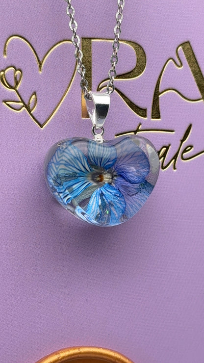 Sora Naturale | Real Pressed Viola Heart Necklace (One-of-a-Kind)