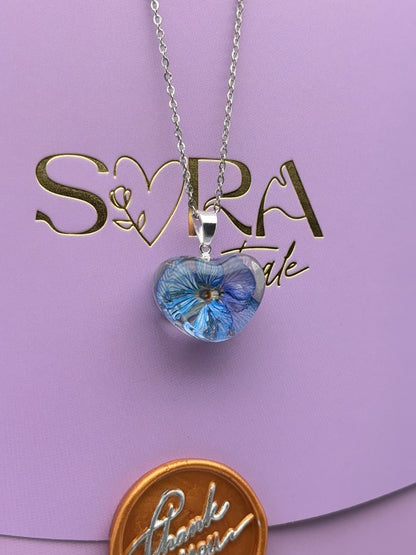 Sora Naturale | Real Pressed Viola Heart Necklace (One-of-a-Kind)