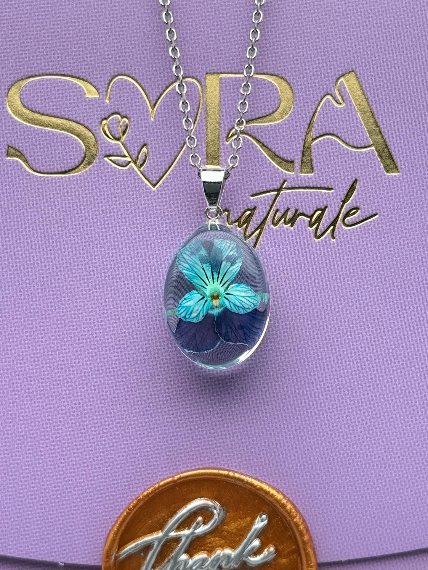 Sora Naturale | Real Pressed Viola Necklace (One-of-a-Kind)