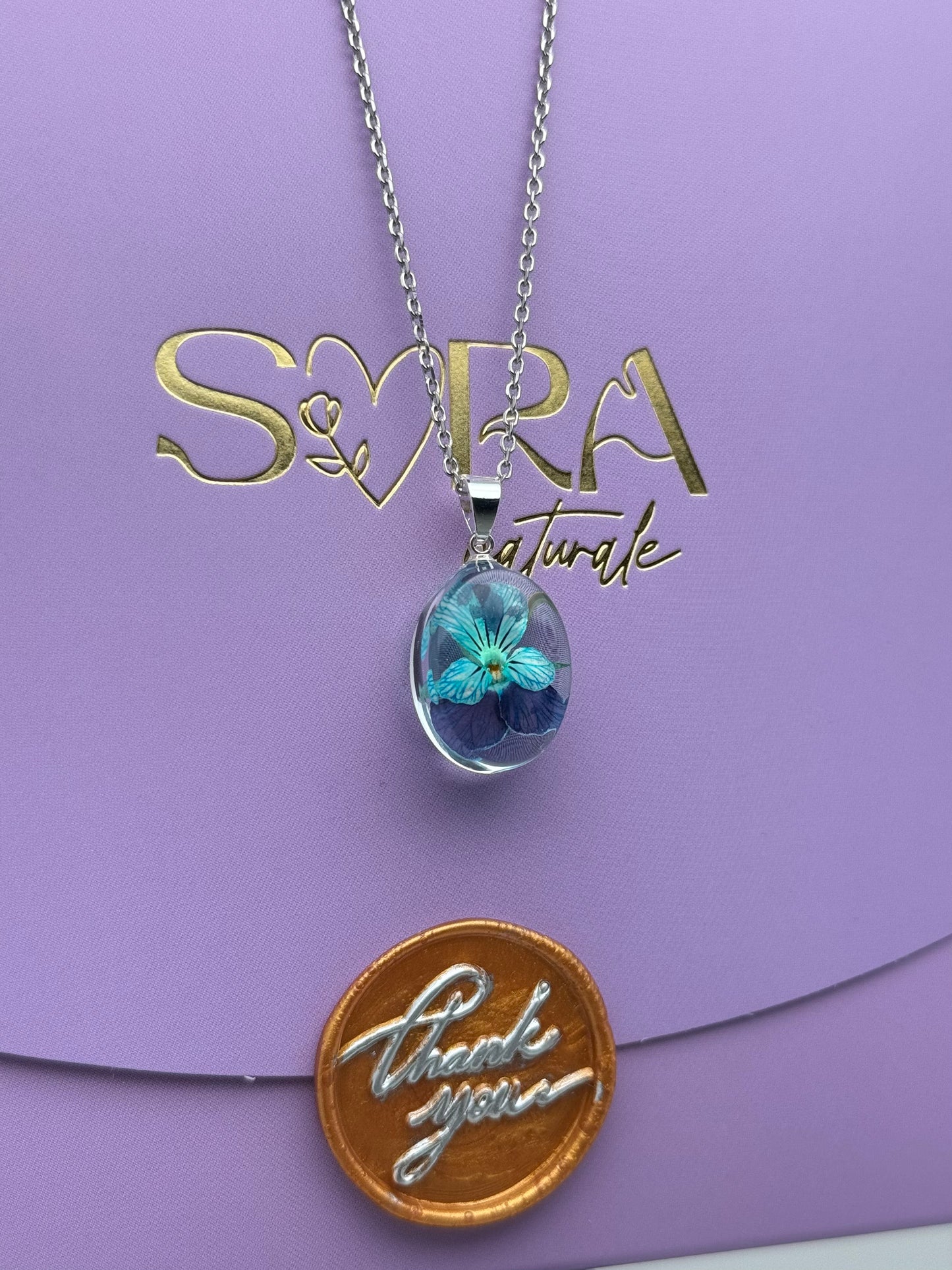 Sora Naturale | Real Pressed Viola Necklace (One-of-a-Kind)