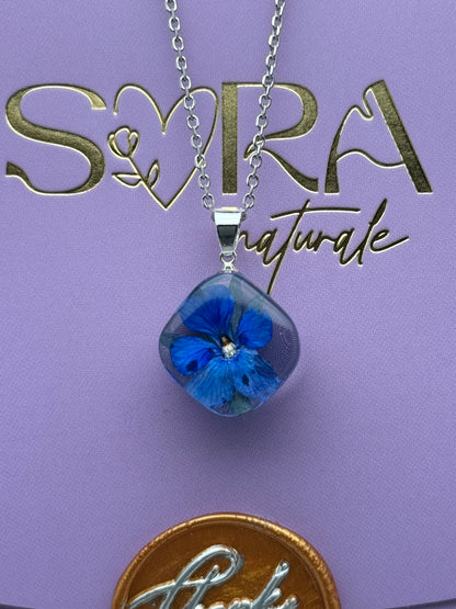 Sora Naturale | Real Pressed Viola Necklace - Square (One-of-a-Kind)