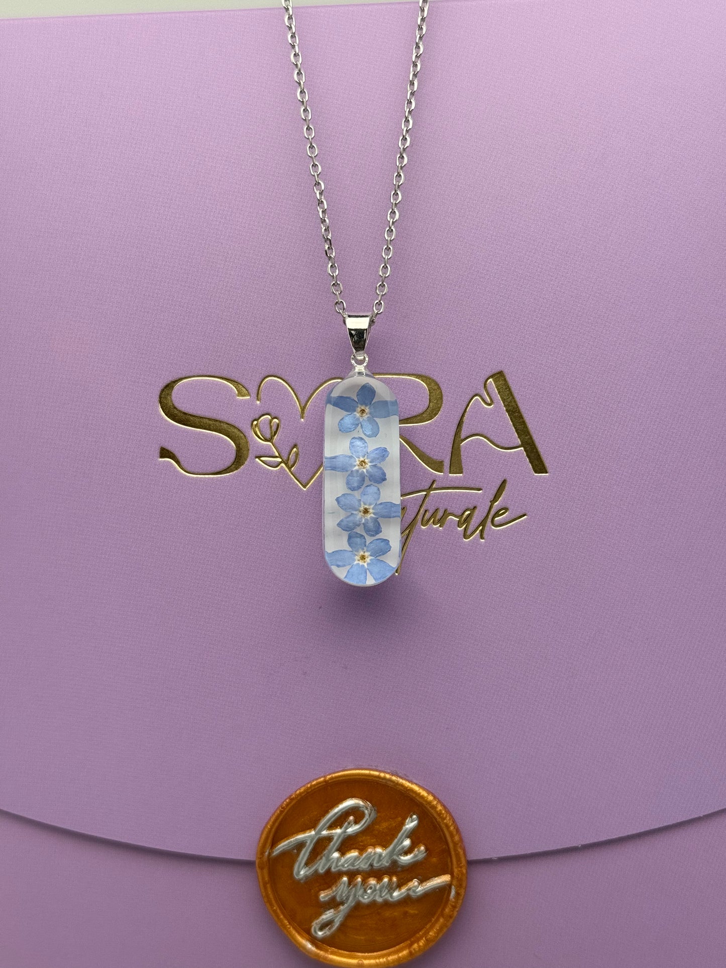 Sora Naturale | Real Pressed Forget-Me-Not Necklace - Slim