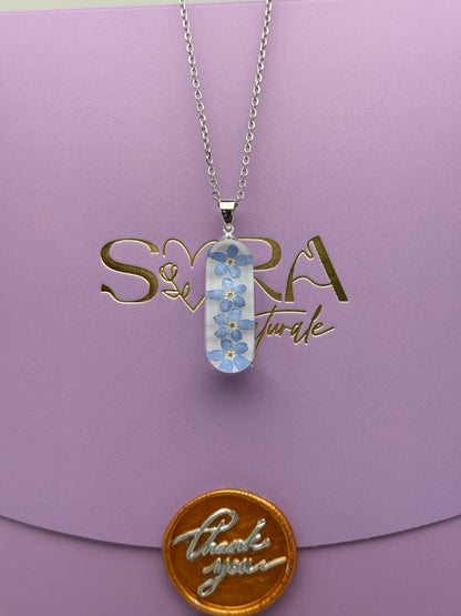 Sora Naturale | Real Pressed Forget-Me-Not Necklace - Slim