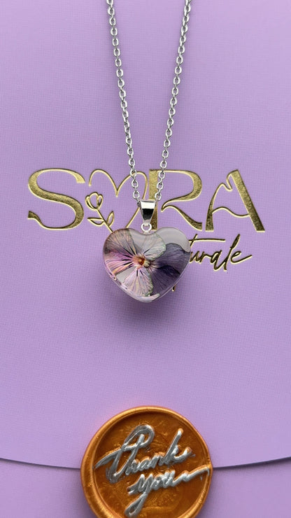 Sora Naturale | Real Pressed Viola Heart Necklace