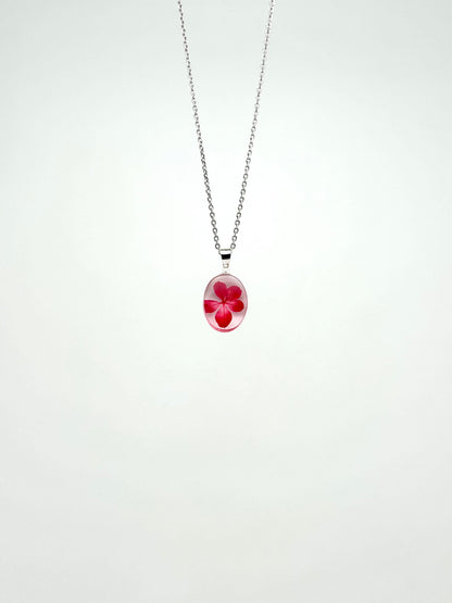 Sora Naturale | Real Pressed Pink Hydrangea Oval Necklace
