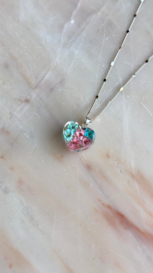 Alyssum Flower Necklace – Real Flower Heart Pendant