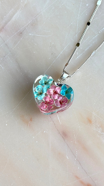 Alyssum Flower Necklace – Real Flower Heart Pendant