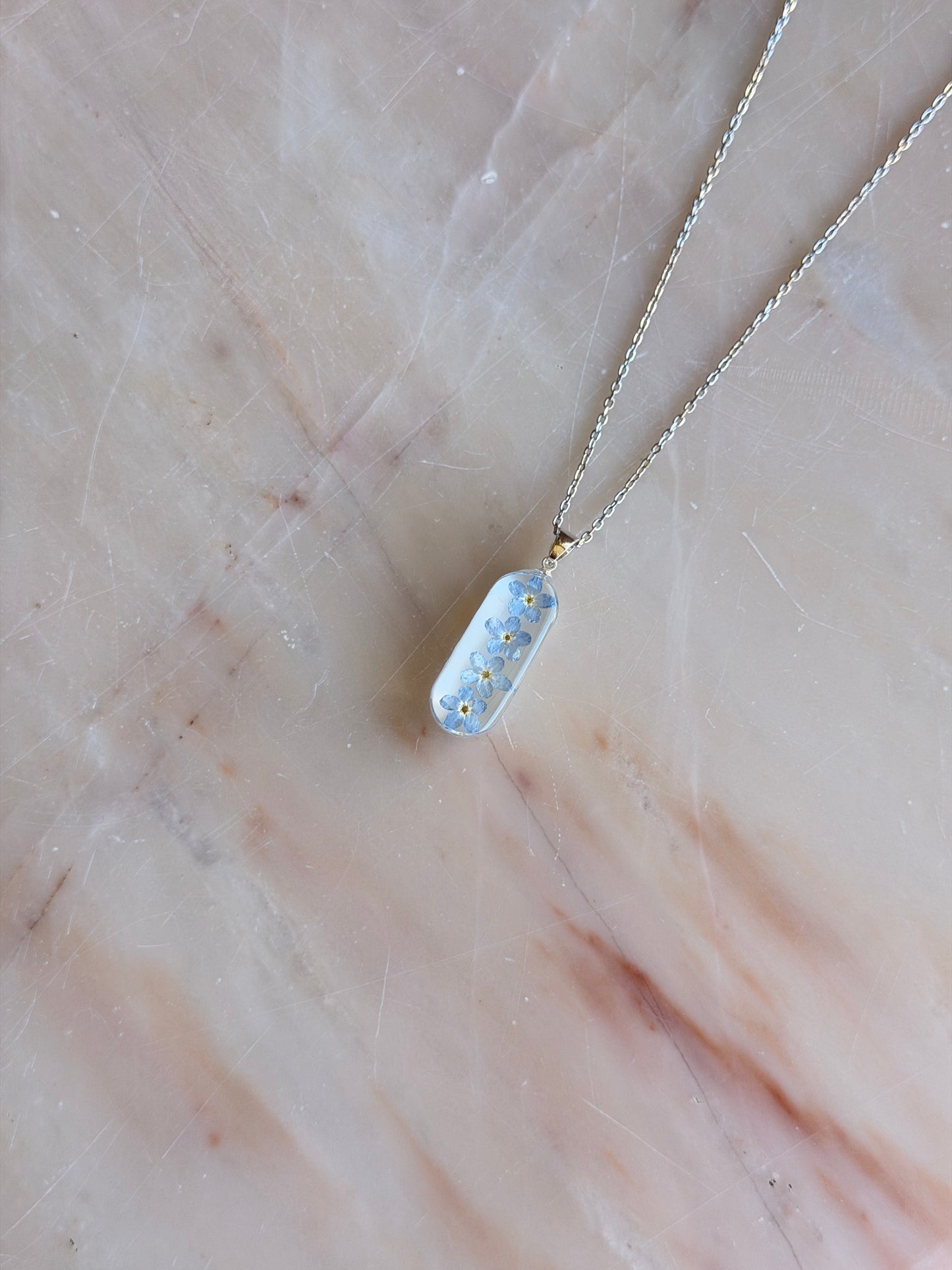 Sora Naturale | Real Pressed Forget-Me-Not Necklace - Slim