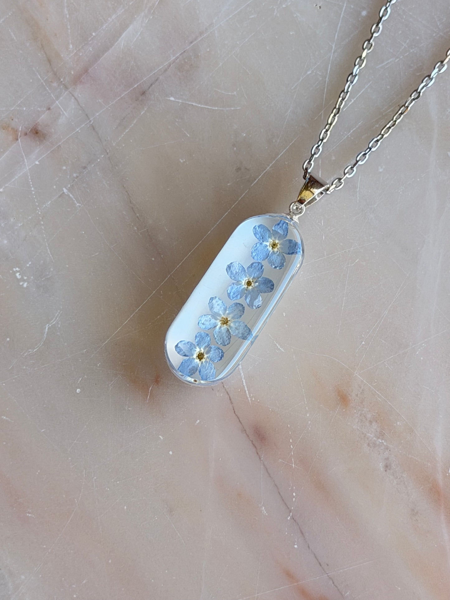 Sora Naturale | Real Pressed Forget-Me-Not Necklace - Slim