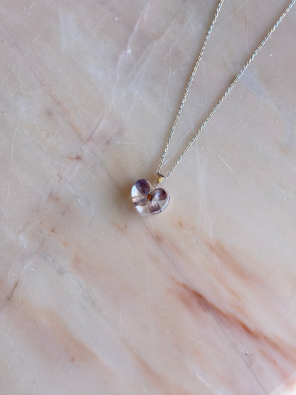 Real Pressed Lilac Heart Necklace