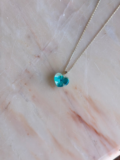 Real Pressed Hydrangea Heart Necklace