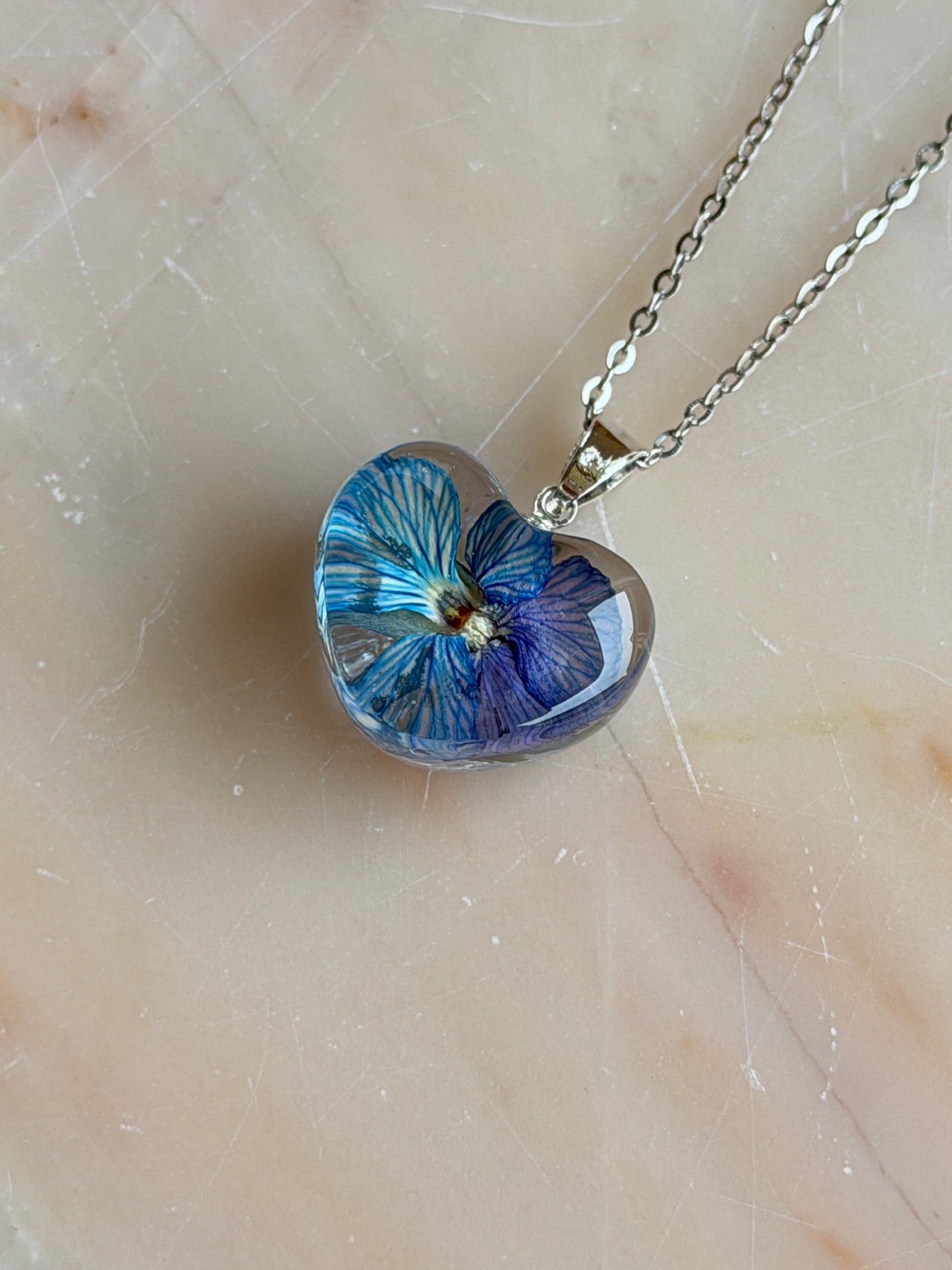 Sora Naturale | Real Pressed Viola Heart Necklace (One-of-a-Kind)