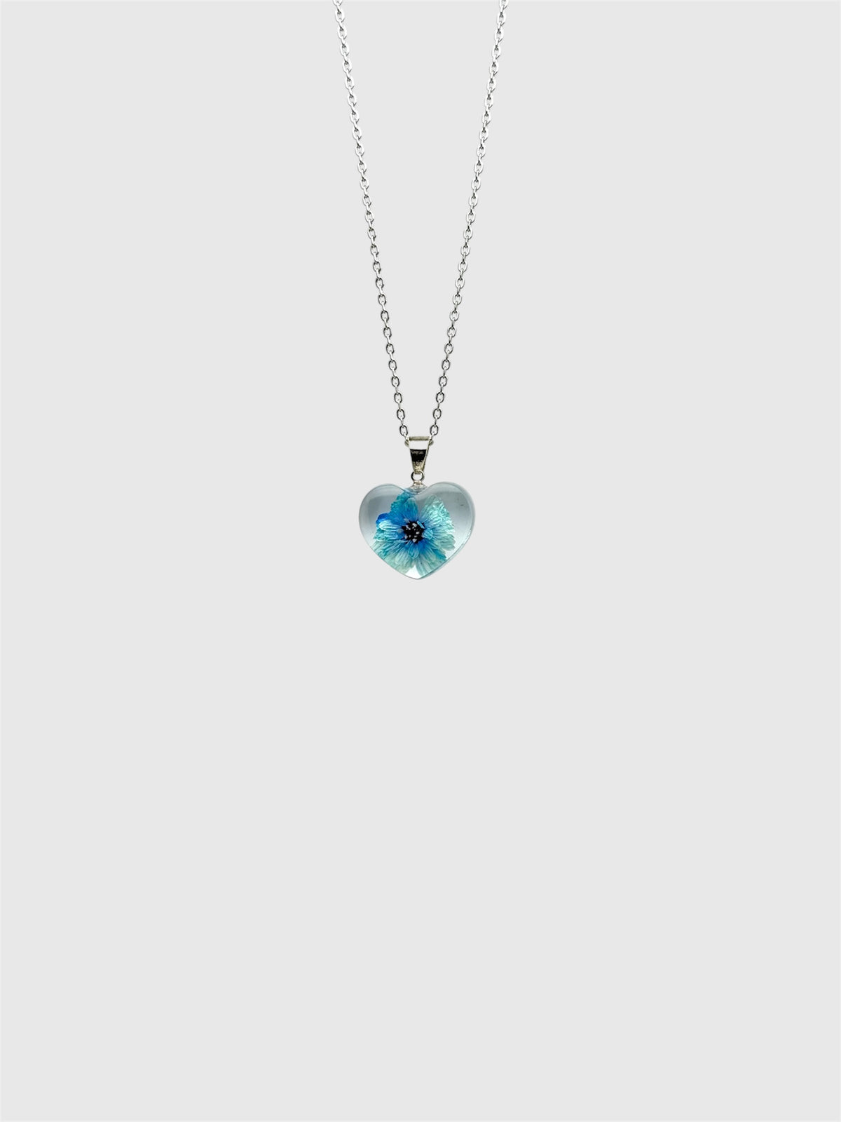 Blue Pearl Yarrow Flower Necklace – Real Flower Heart Pendant