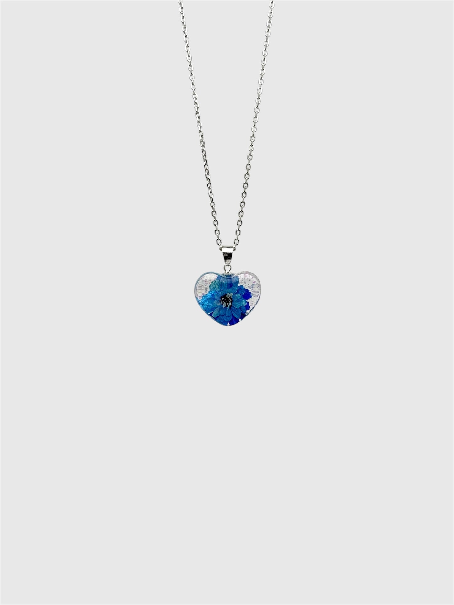 Blue Pearl Yarrow Flower Necklace – Real Flower Heart Pendant