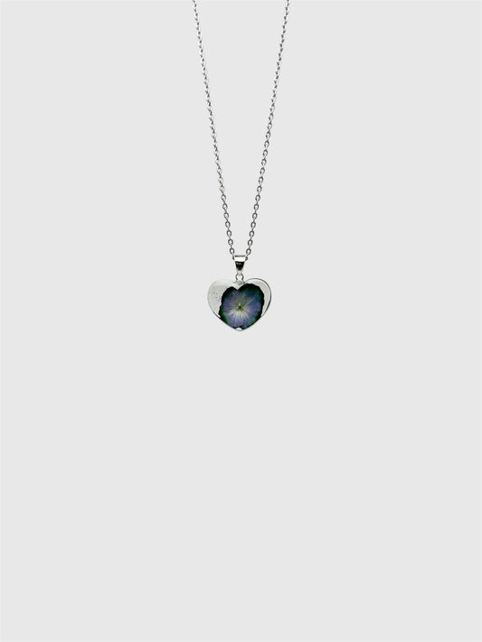 Hydrangea Flower Necklace – Real Flower Heart Pendant