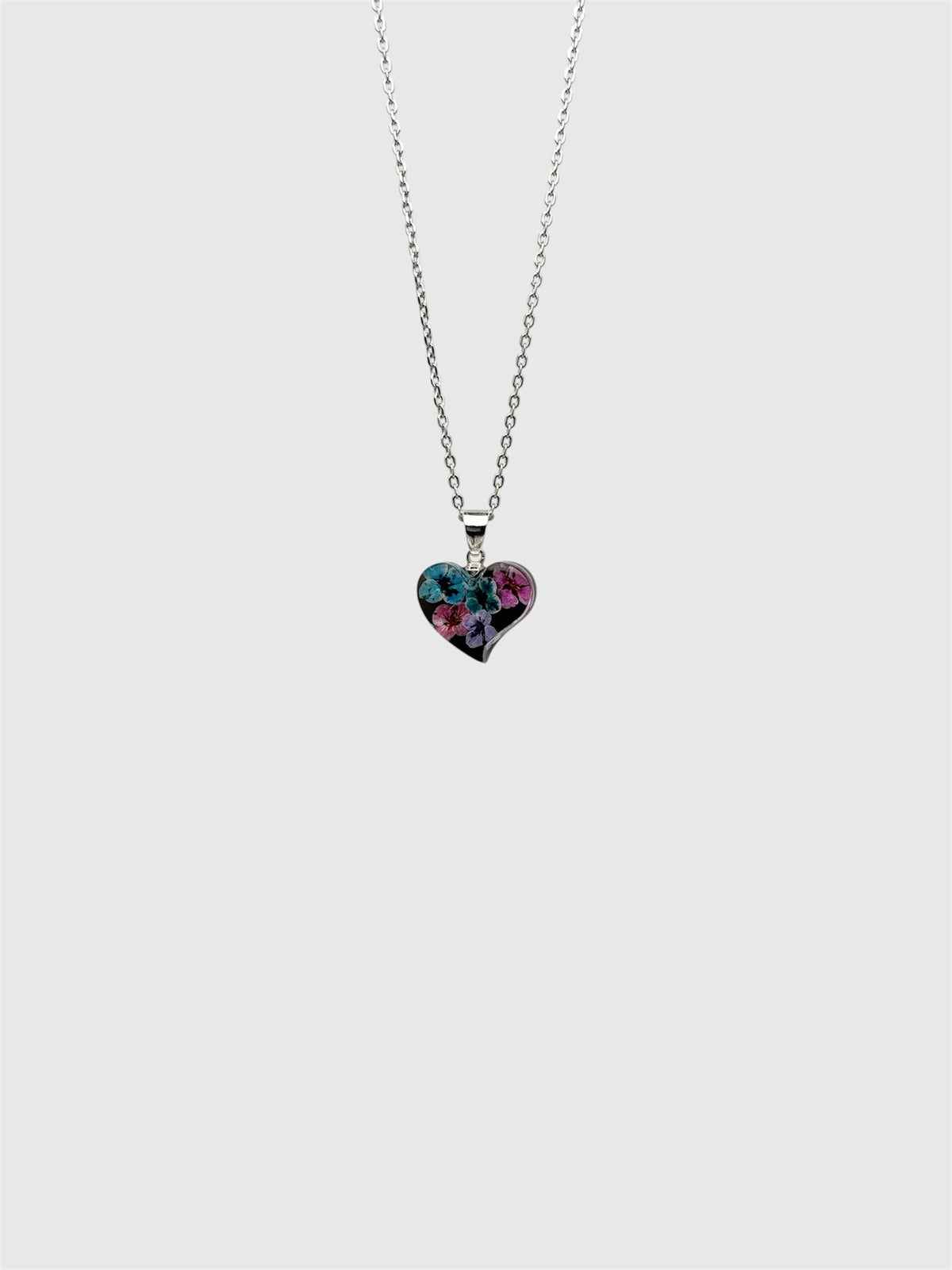 Multicolor Alyssum Flower Necklace – Real Flower Heart Pendant