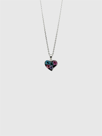 Multicolor Alyssum Flower Necklace – Real Flower Heart Pendant