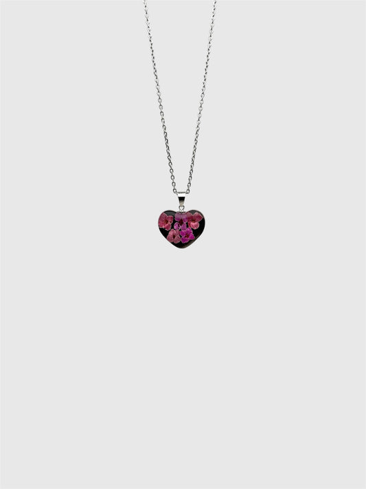 Pink Alyssum Flower Necklace – Real Flower Heart Pendant