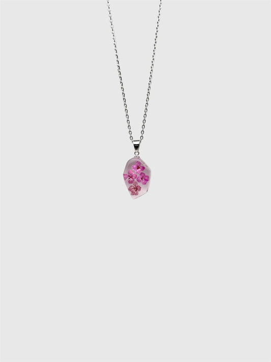 Pink Alyssum Flower Necklace – Real Flower Resin Pendant