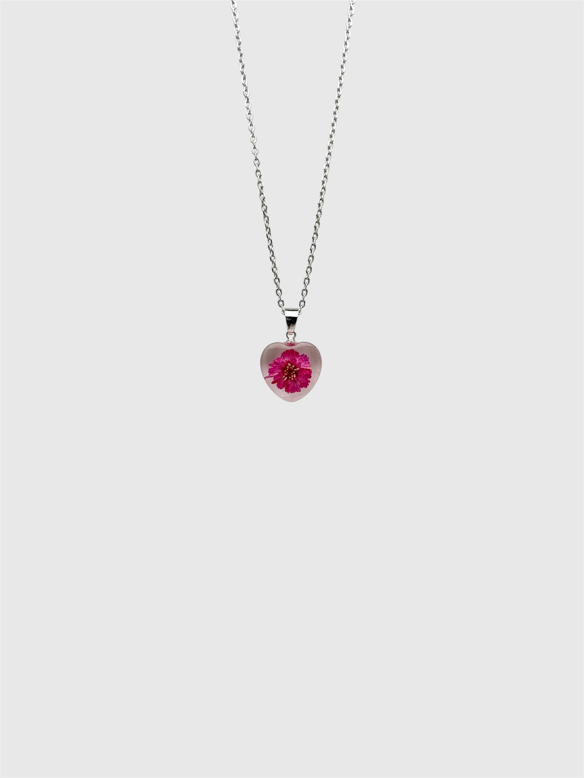 Pink Pearl Yarrow Flower Necklace – Real Flower Heart Pendant