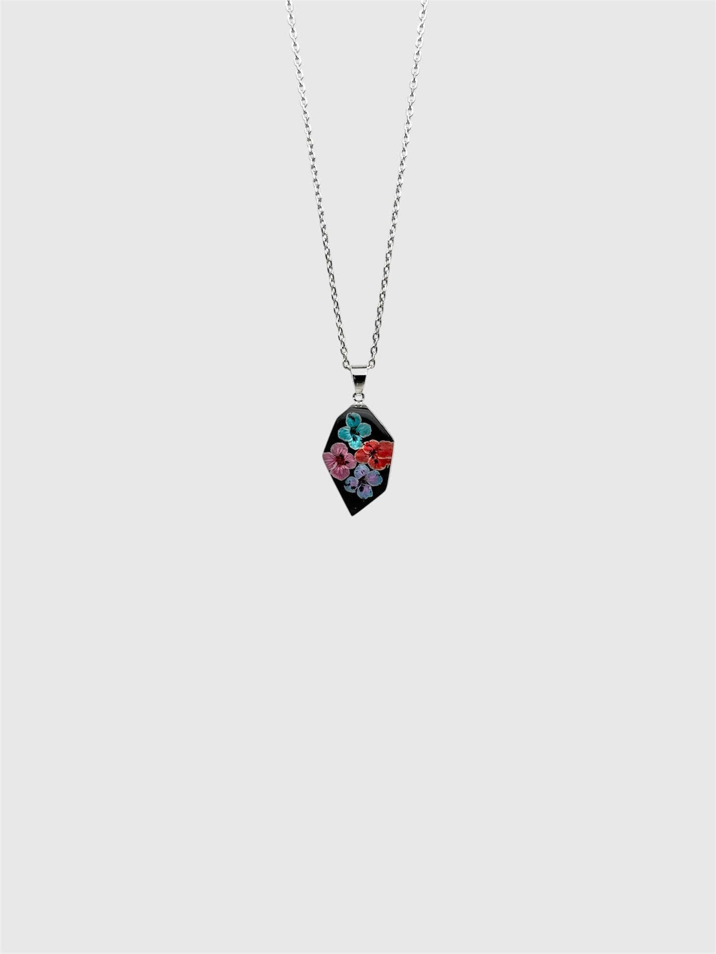 Real Pressed Alyssum Geometric Necklace