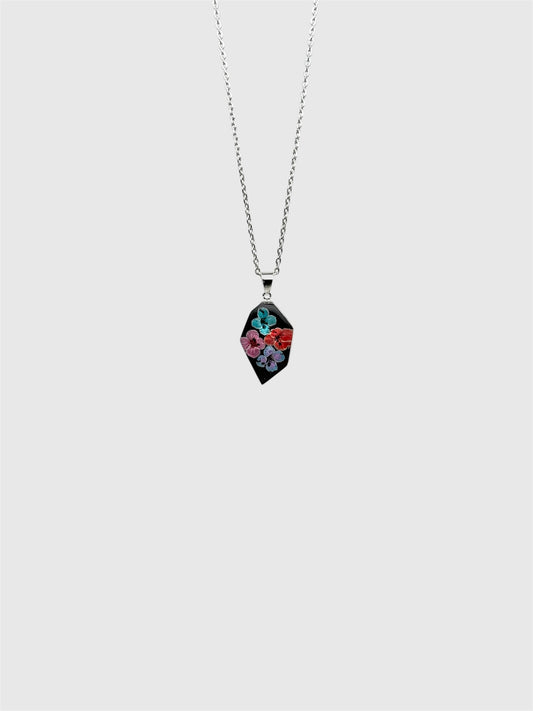 Real Pressed Alyssum Geometric Necklace