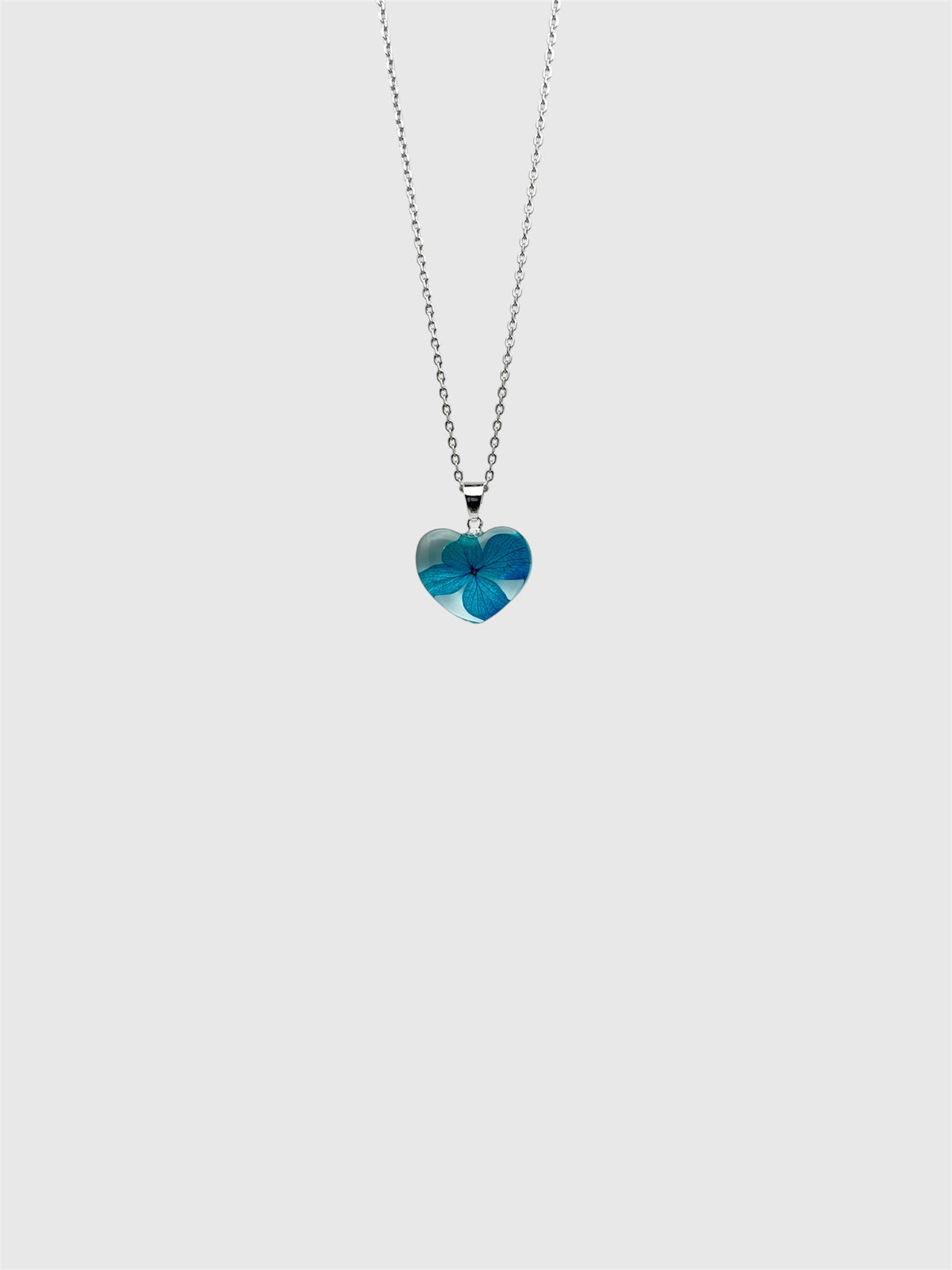 Real Pressed Hydrangea Heart Necklace