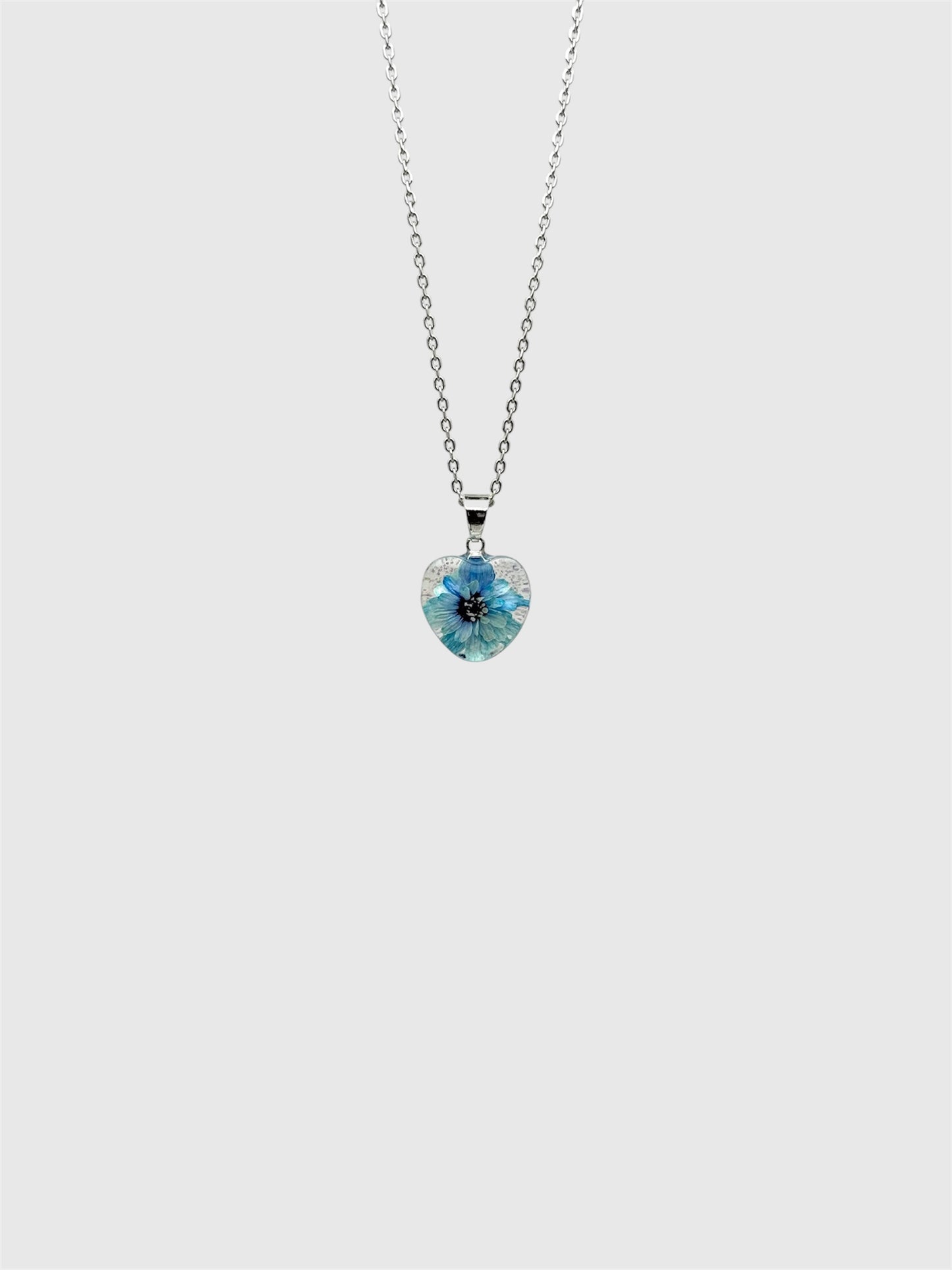 Real Pressed Pearl Yarrow Heart Necklace