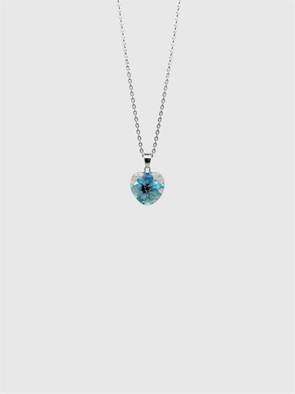 Real Pressed Pearl Yarrow Heart Necklace