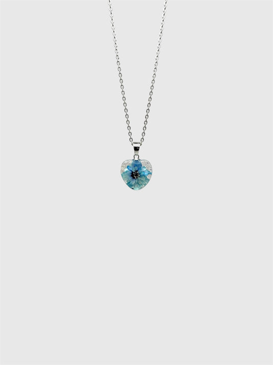 Real Pressed Pearl Yarrow Heart Necklace